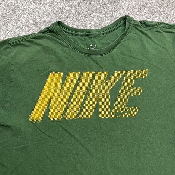 Nike Graphic T-Shirt Mens Large Green Crew Neck Short Sleeve Cotton Casual Tee - Picture 3 of 10